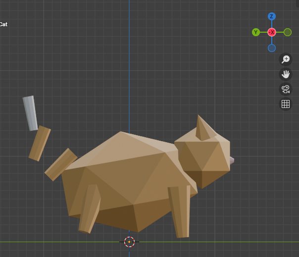 First low-poly cat produced by the agent using one-shot Python scripts.